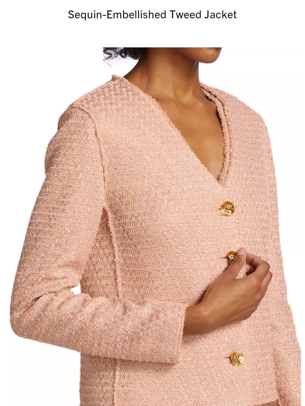St. John Sequin-Embellished Tweed Jacket & Dress Set in Blush Pink Size 14 - Picture 7 of 14